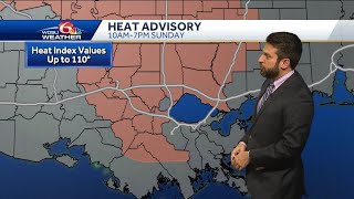Heat advisory Sunday, chance for rain and storms