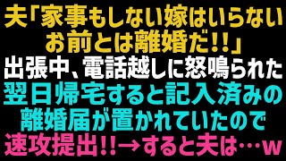 【スカッとする話】出張中に夫から電話越しに「お前とは離婚する！」と怒鳴られた。→翌日帰宅すると記入済みの離婚届が置いてあったから速攻で提出した結果、夫は顔面蒼白の事態にｗ【修羅場】【朗読】