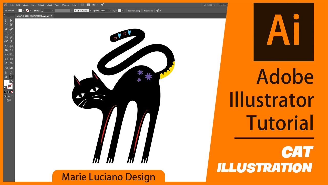Adobe Illustrator Vector Cat Tutorial How To Design A Black Cat Usign