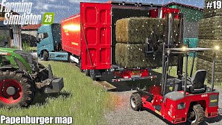 LOADING A PALFINGER TRAILER W/ HAY BALES IN HEAVY RAIN USING A MOUNTED FORKLIFT│Papenburger│FS 25│19