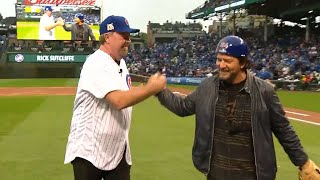 WSH@CHC Gm4: Sutcliffe tosses first pitch to Vedder