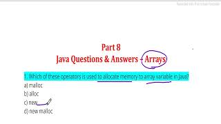 #8 Important Java Language MCQ Arrays part 2 for Interview Placement & Exam