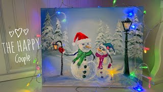 How to Paint The “Happy Couple” ⛄️⛄️ ACRYLIC PAINTING Tutorial ❄️ Easy Step By Step Snowman