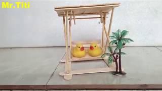 How to Make Popsicle Stick or IceCream Stick Miniature Swing or Jhula | mr titi
