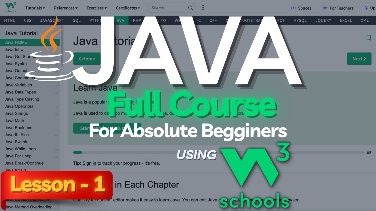 W3schools Java Full Course For Beginners Lesson 1 Java W3schools