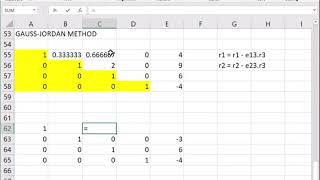 Gauss Jordan Using Excel