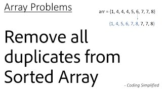 Array - 34: Remove all duplicates from Sorted Array