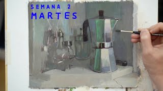 Martes de Español, Semana 2 : La Cafetera - Donde Se Guardan Las Cosas, Óleo sobre Papel (14/01/20)