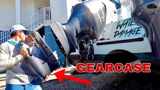 *GEARCASE* SWAP on 37 Freeman Boatworks! How to Change an Outboard Lower Unit