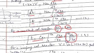 CRE1 Performance Equation of Ideal Batch Reactor