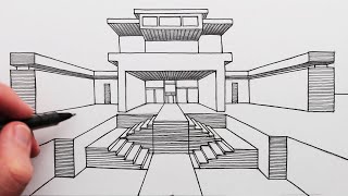 How to Draw a Building in 1 Point Perspective Fast