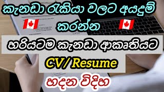 කැනඩා රැකියාවට හරියටම CV/ Resume එකක් හදන විදිහ මුල සිට how to make canadian standard cv / resume