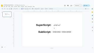How to add superscript and subscript in google slides