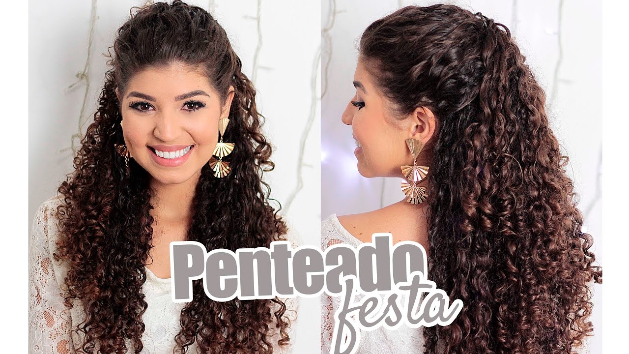 Penteado FESTA FIM DE ANO Meio Preso - Cachos | Por Jessica Melo - YouTube