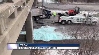 I-75 at Big Beaver Road in Troy reopens after salt truck overturns