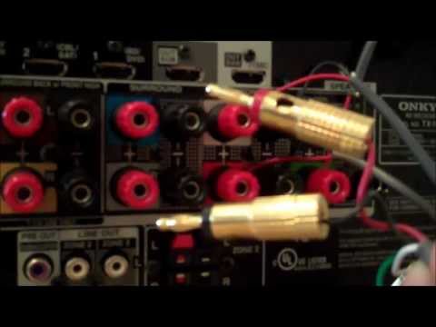 How to make surround sound speaker wire connections to a home theater receiver How to make surround sound speaker wire connections to a home theater receiver