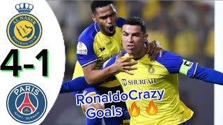 Al Nassr 4 - 1 PSG club friendly Match ll All goals and Highlights 2023 ll Ronaldo super Hat-trick 🔥