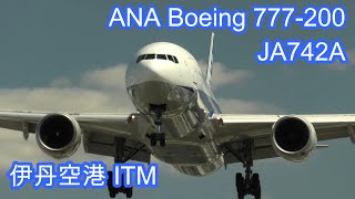 【伊丹空港ITM】千里川の土手からANA Boeing 777-200（JA742A）を撮ってみた。｜20240605｜#ANA #伊丹空港 #千里川土手