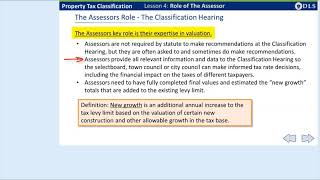 Property Tax Classification: Role of the Assessor