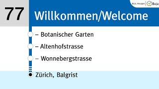 VBZ/ZVV Ansagen | Zürich, Hegibachplatz - Zürich, Balgrist | 2023 | BoJa Ansagen