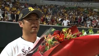 【プロ野球パ】「ホークスに入って良かった!!」松中、涙の退団セレモニー 2015/10/01 H-E