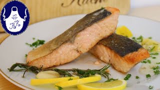 Lachs richtig braten mit Haut, aussen knusprig innen schön saftig, perfekt