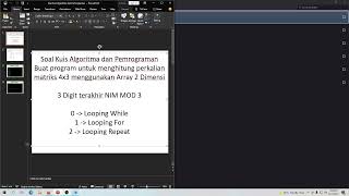 Program untuk menghitung perkalian matriks 4x3 menggunakan Array 2 Dimensi