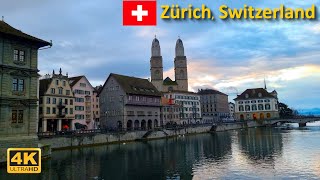 Stroll along the Limmat through Zurich's old town (Altstadt) | February 2023【4K】