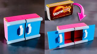 😍how to make miniature sliding wardrobe from matchbox | mini cupboard for barbie doll #matchboxcraft