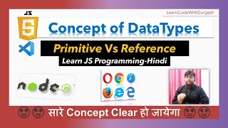#7 Javascript DataTypes Complete Explanation | Primitive | Reference Types | JS Tutorial in Hindi
