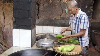 农村四哥：媳妇接奶奶来吃饭，爸爸用丝瓜做了一道美食，奶奶很喜欢