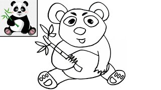 Kerenn!! Menggambar panda dan bambu | how to draw panda for beginners easy