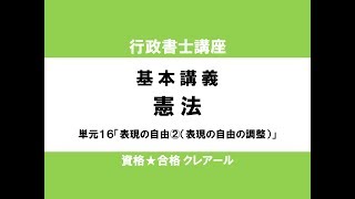 行政書士試験対策公開講座 憲法16「表現の自由②（表現の自由の調整）」