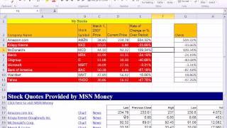 Excel 2010 Business Math 35: Stock Value Percentage Change & Web Query For Current Stock Values