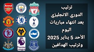 ترتيب الدورى الانجليزي بعد انتهاء مباريات الاحد 5-1-2024 وترتيب الهدافين