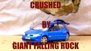 Scale 1/18 Scale 1/18 Renault Megane Sport CRUSHED by Giant Falling Rock - Super Slow Motion