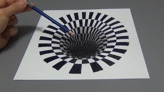 Drawing a 3D Hole Optical Illusion (Time Lapse)