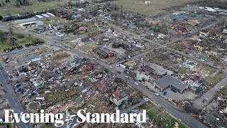 Shocking drone footage shows Kentucky town damaged by tornado