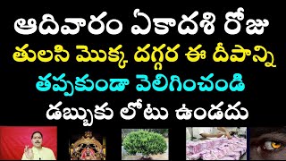 ఆదివారం ఏకాదశి రోజు తులసి మొక్క దగ్గర ఈ దీపాన్ని తప్పకుండా వెలిగించండి డబ్బుకు లోటు ఉండదు