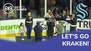 Students play the National Anthem before Seattle Kraken vs Pittsburgh Penguins