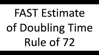 Calculate doubling time in 3 SECONDS using the rule of 72.