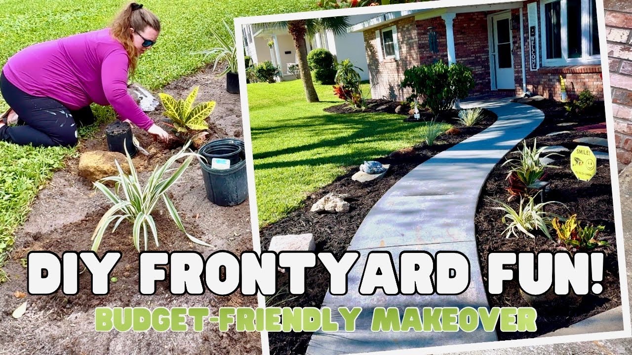 Giving Our Boring Front Yard A Makeover On A Budget Diy Front Yard