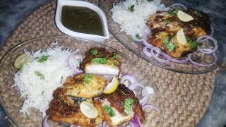 Spicy Fish Fry Platter with Zeera Rice & Chutney