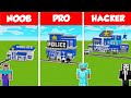 POLICE STATION BASE HOUSE BUILD CHALLENGE - NOOB vs PRO vs HACKER / Minecraft Battle Animation