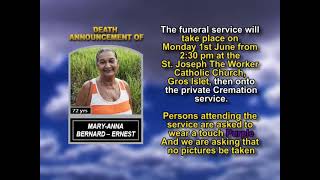 Mary Anna Bernard Ernest ~ Long Obituary