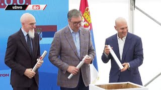 Predsednik Vučić na ceremoniji polaganja kamena temeljca nove fabrike kompanije \