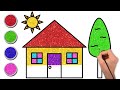 How to Draw A House From Shapes | Drawing, Coloring and Painting for Kids | Chiki Art