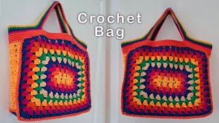 SUPER​ 💖 How​ to​ Crochet Granny Square Bag💖 Crochet Tote Bag​💖