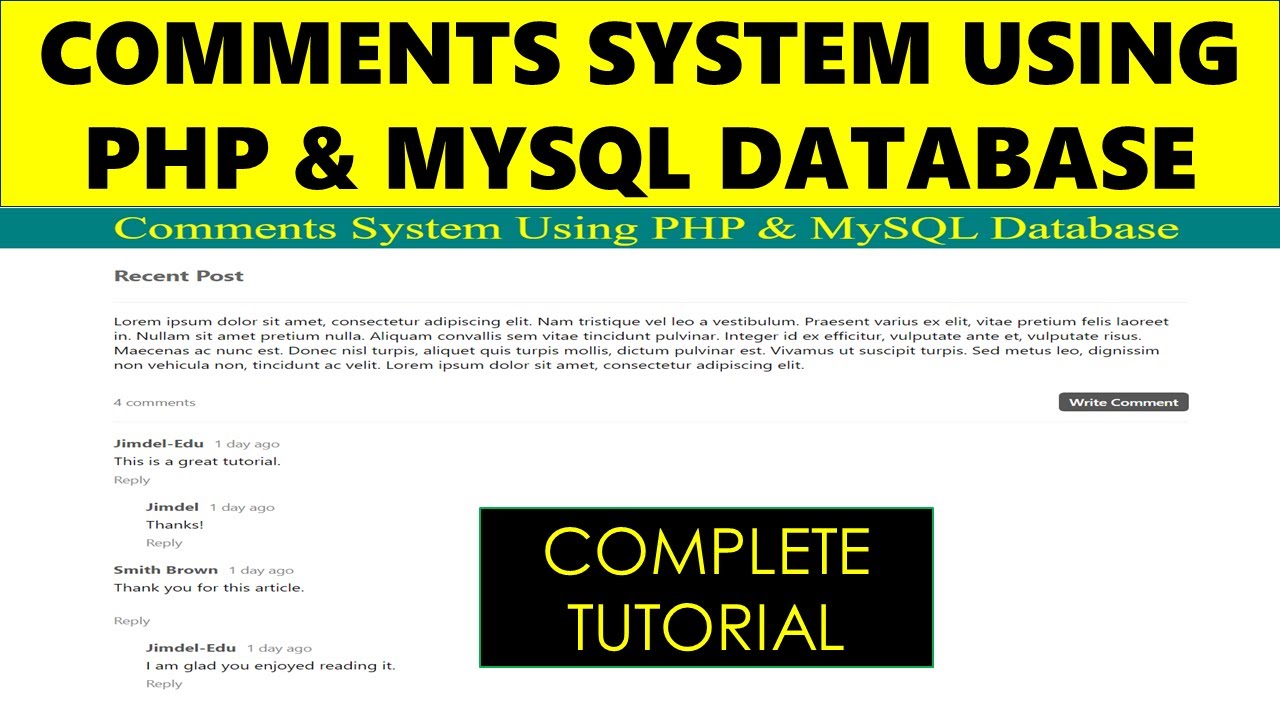 Complete Comments System Using Php And Mysql Database Youtube