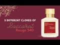 5 Different Clones Baccarat Rouge 540 - Lattafa - Khalis - Al Hambra - Riffs - Paris Corner